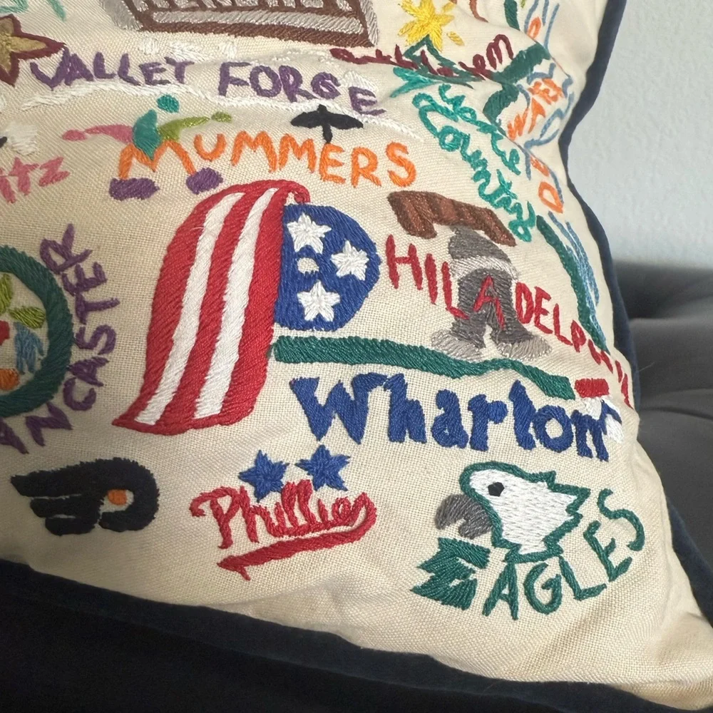 Cat Studio Pennsylvania Embroidered Pillow - Picture 8 of 13